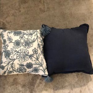 Blue throw pillows